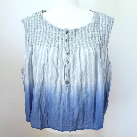 Free People Top Women XS Blue Smocked Tank Boho Festival Peasant Cottagecore NEW - Picture 13 of 13